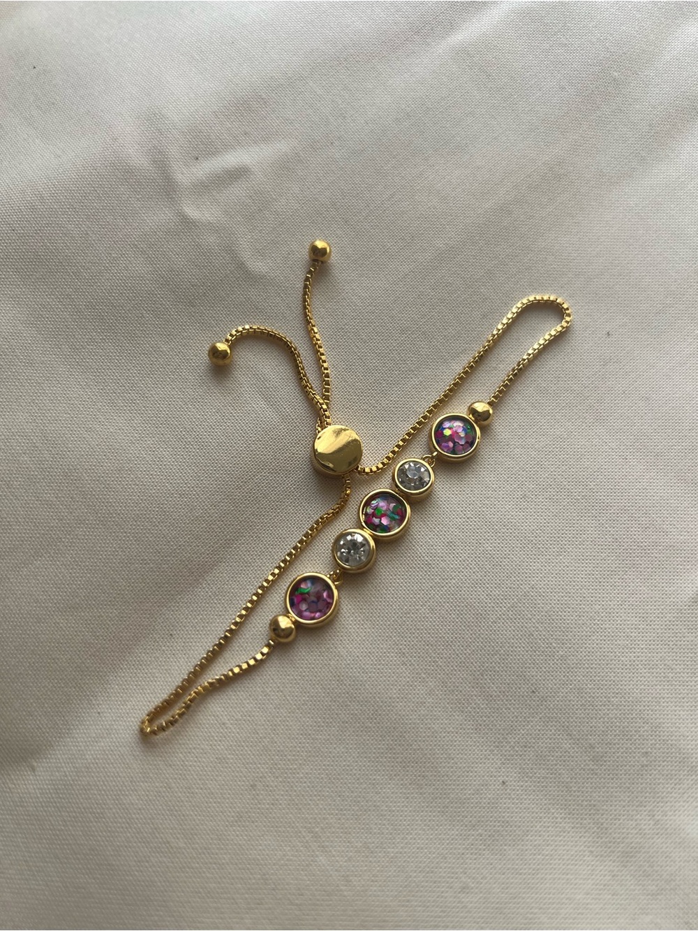 Gold bolo Bracelet with multicolor and Clear Crystal Accents